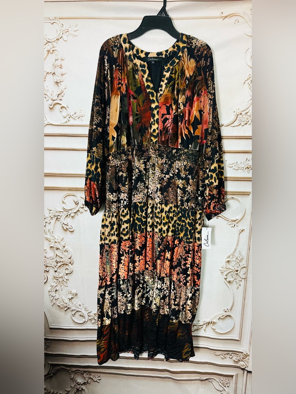 Mixed-Print Tiered Maxi Dress - Black Multi - Picture 10 of 12